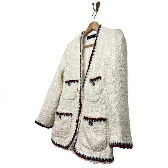 ZARA Tweed Boucle with Gem Blazer S - Picture 10 of 15